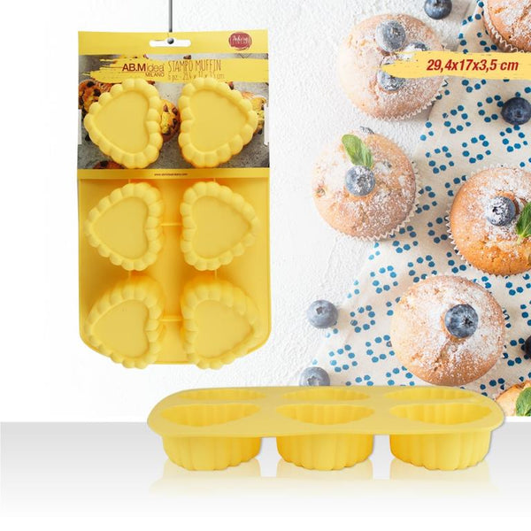 Forma 6 Stampini Cuori Giallo in Silicone adatto per Muffin Dolci Cupc –  BigHouse Shop
