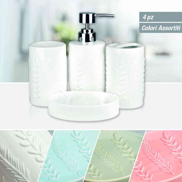 Set 4 Accessori per Bagno in Ceramica Bicchiere Portaspazzolino Dispen –  BigHouse Shop